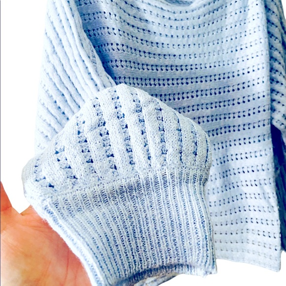 1 LARGE LEFT! Cozy Light Blue Boho Knit Sweater - Picture 6 of 6